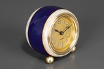 Avon Catalin Barrel Shaped Clock in Laminated Indigo Blue + Alabaster